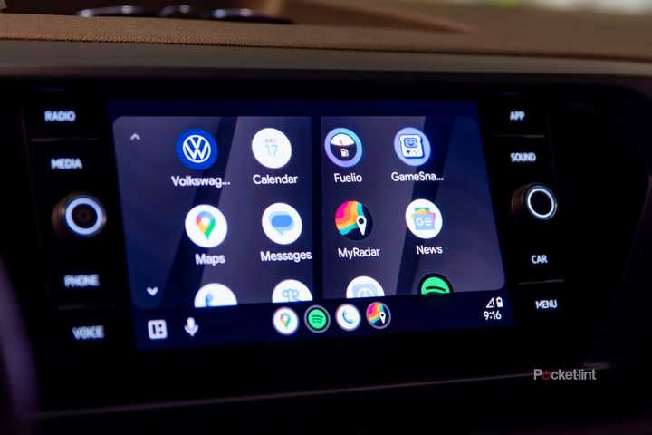 A still photo of the Android Auto home app display. 