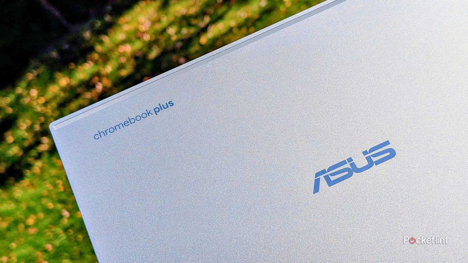 The lid of an ASUS Chromebook Plus.