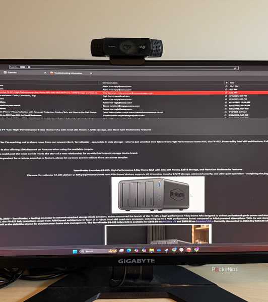 A photograph of Betterbird on a GIGABYTE computer monitor. 