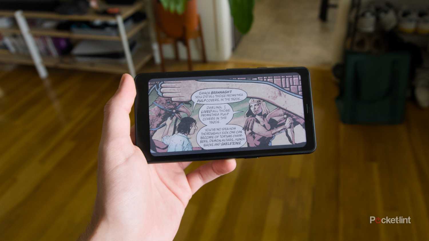 The Palma 2 Pro displaying a color comic in the Kindle app.