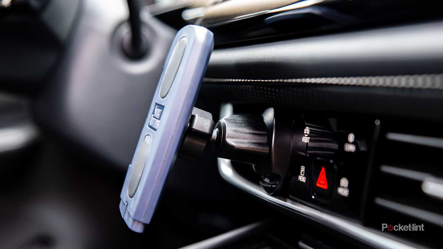 A still photo of the Lounge-IT phone mount with no phone. 