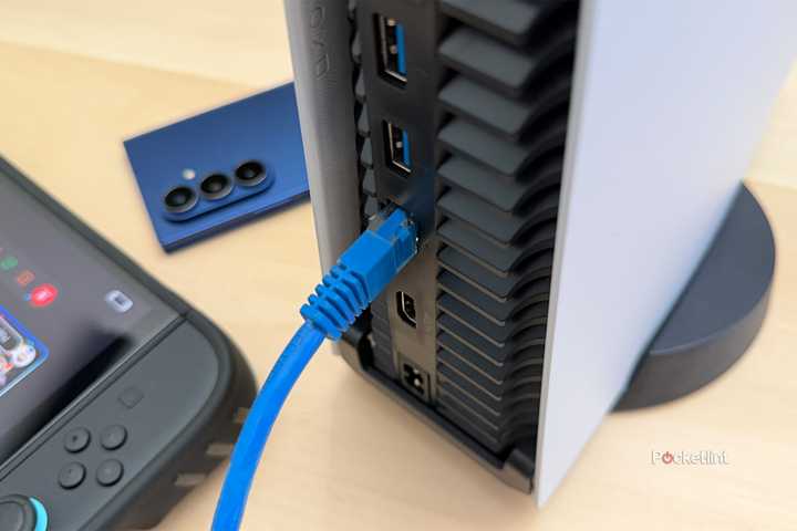 PS5 with Ethernet plugged in.