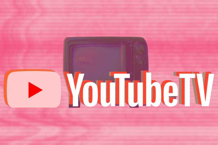 YouTube TV logo and a retro TV in front of static
