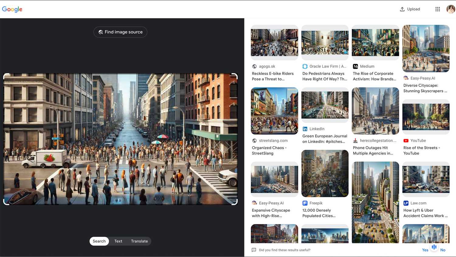A screenshot of Google's reverse image search.