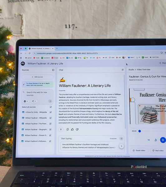 Researching William Faulkner on NotebookLM. 