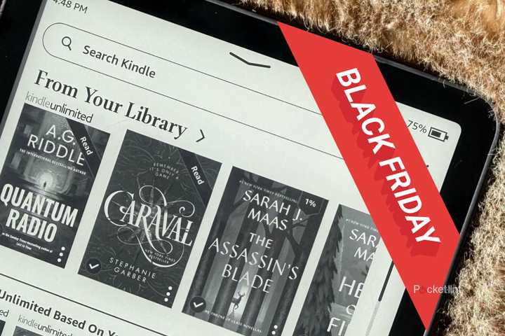 Black Friday ribbon on a Kindle. 