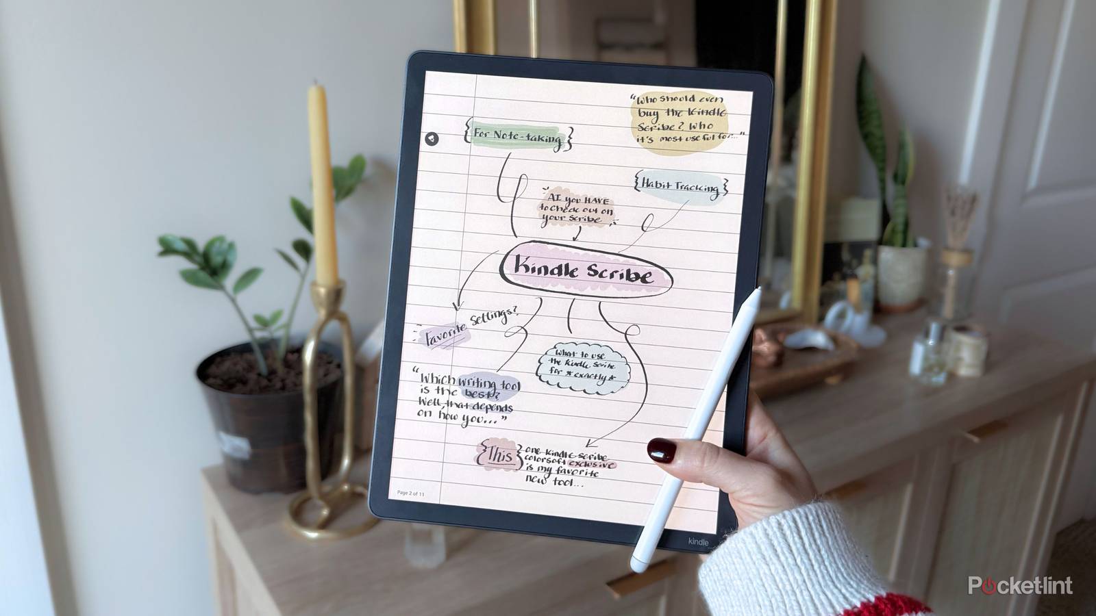 Using a fountain pen on a Kindle Scribe Colorsoft. 