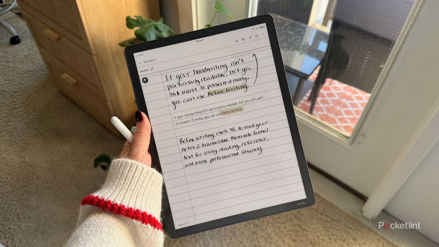 Refine writing on a Kindle. 