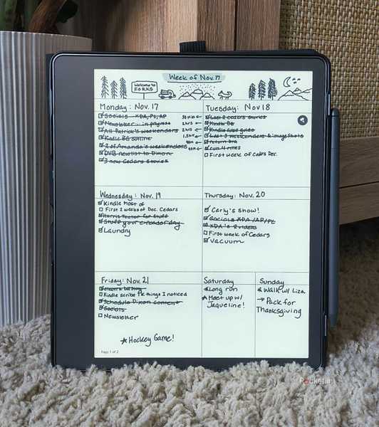 A Kindle Scribe weekly view. 