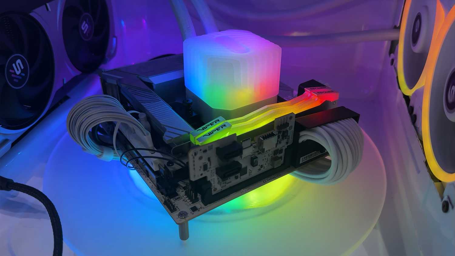 PC motherboard inside microwave PC.