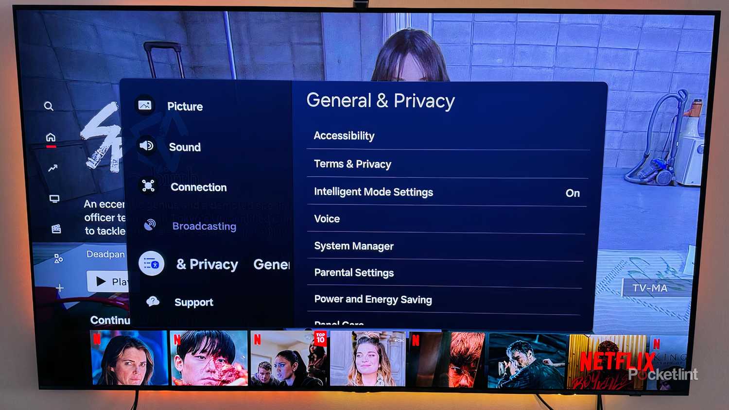 Privacy settings on a Samsung OLED TV.