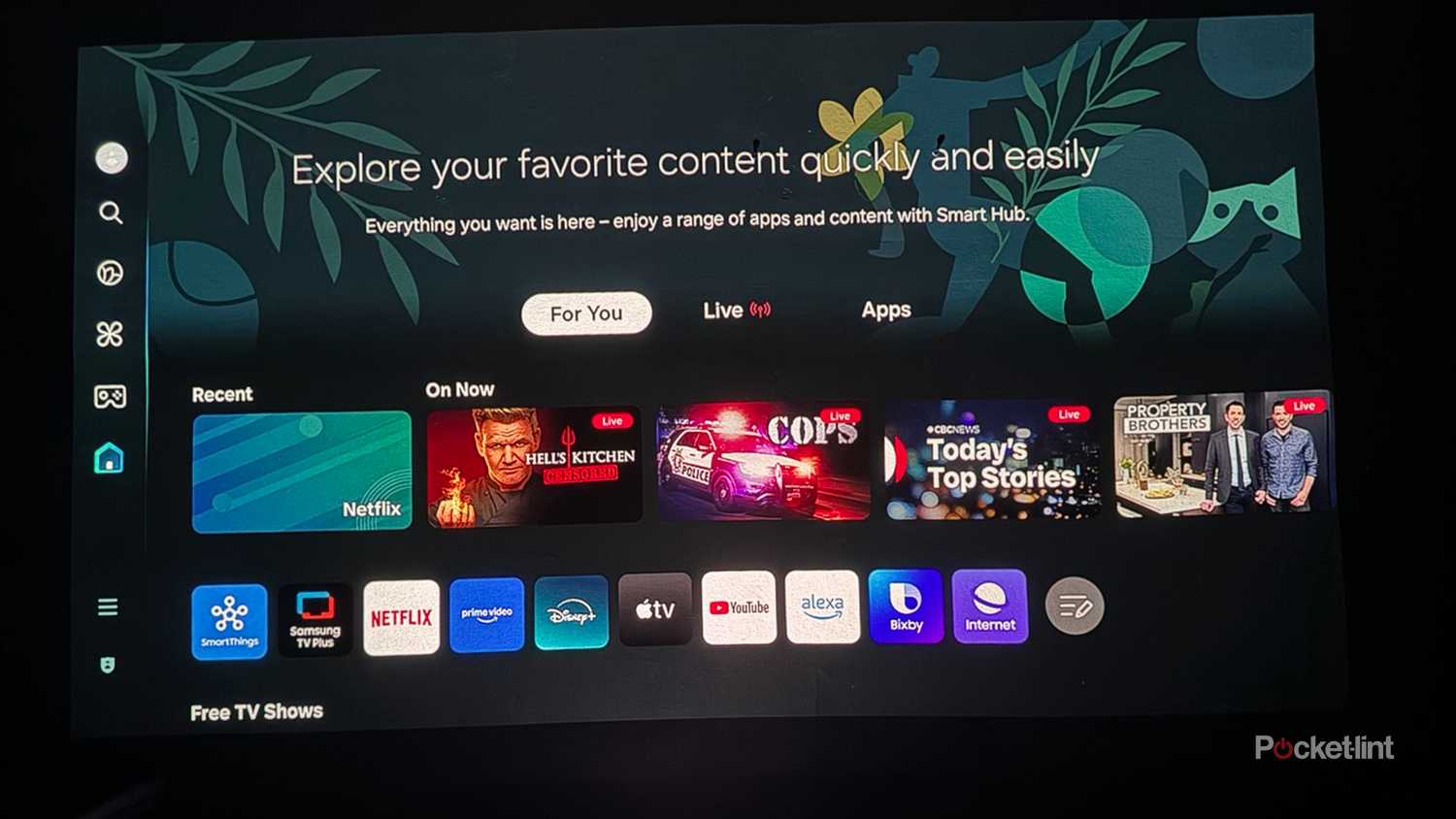 Samsung homepage on Premiere 5 Projector