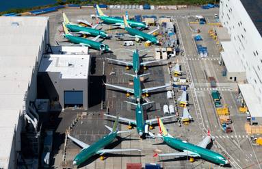 Multiple Boeing 737 MAX and NG parked outside the company factory at Renton Airport.