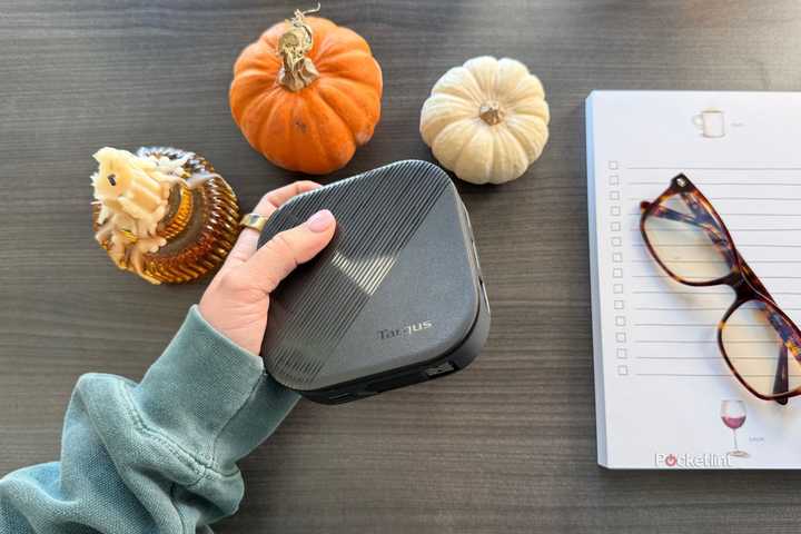 Targus Docking Station above a desk. 