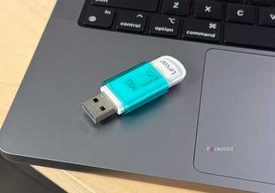 USB stick on laptop.