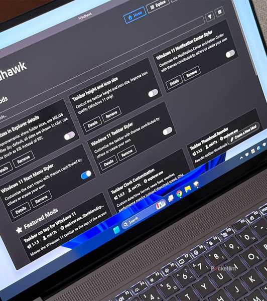 Windhawk app on Windows 11 laptop.
