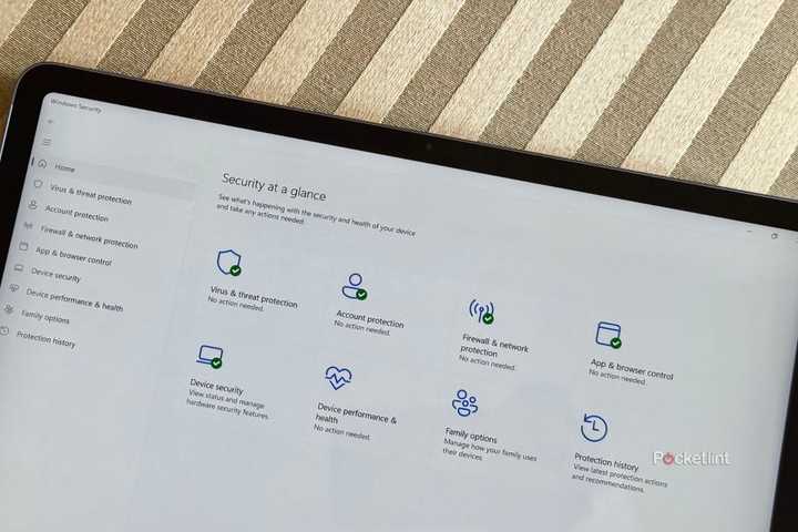 The Windows 11 Security application running on a Surface Pro tablet.