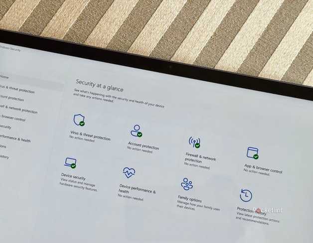 The Windows 11 Security application running on a Surface Pro tablet.