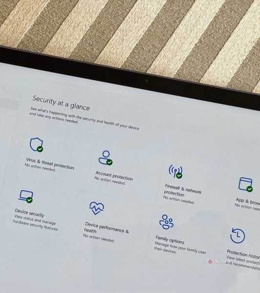 The Windows 11 Security application running on a Surface Pro tablet.